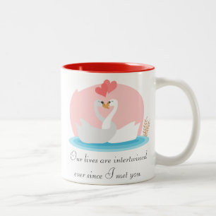 Tasse 2 Couleurs Jolie illustration de cygnes amoureux