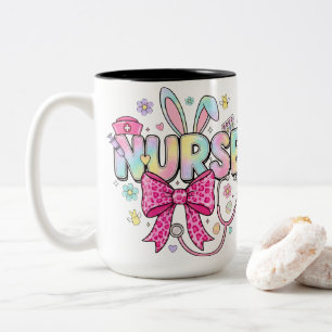 Tasse 2 Couleurs Jolie infirmière de Pâques aux oreilles de lapin p
