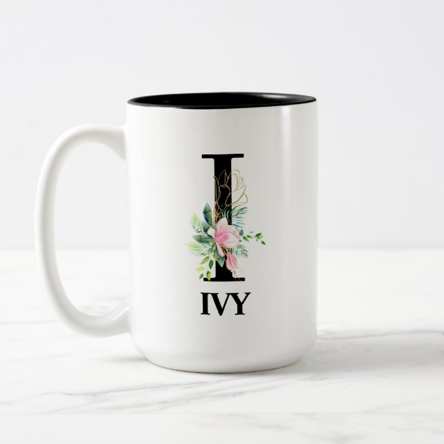 Tasse 2 Couleurs Jolie initiale I monogrammée (Gauche)