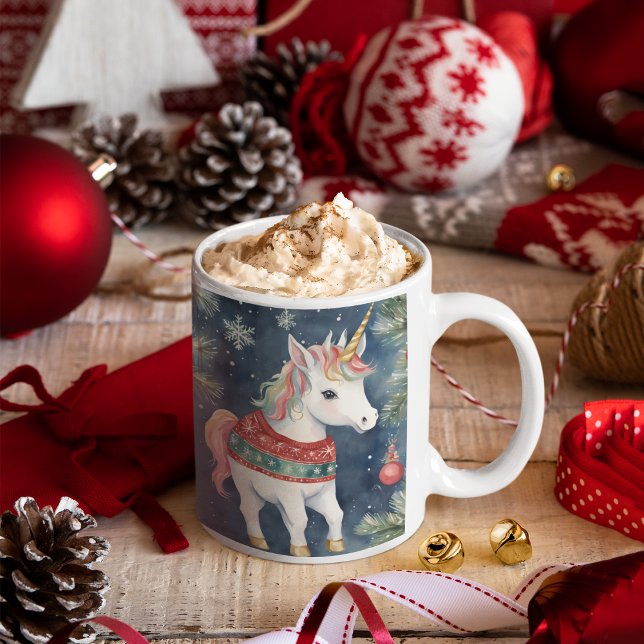 Tasse 2 Couleurs Jolie licorne Noël personnalisé (Créateur téléchargé)