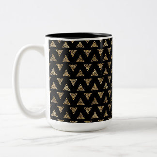 TASSE 2 COULEURS JOLIE LIGNES NOIRES ET D'OR DE NOEUDS CELTIQUES