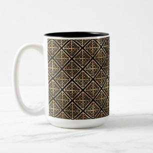 TASSE 2 COULEURS JOLIE LIGNES NOIRES ET D'OR DE NOEUDS CELTIQUES