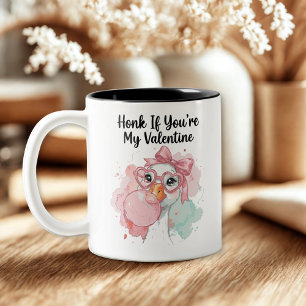 Tasse 2 Couleurs Jolie Oie ' Klaxon si tu es mon Valentin '