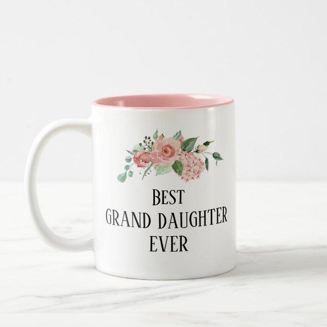 Tasse 2 Couleurs Jolie petite-fille fleurie personnalisée (Gauche)