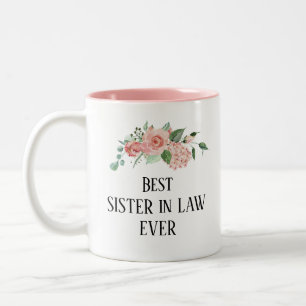 Tasse 2 Couleurs Jolie soeur florale personnalisée en droit jamais