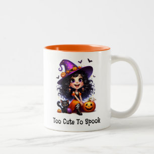 Tasse 2 Couleurs Jolie sorcière et chat noir Halloween