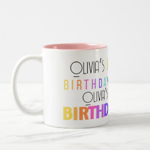 Tasse 2 Couleurs Jolie Typographie colorée Joyeux Anniversaire