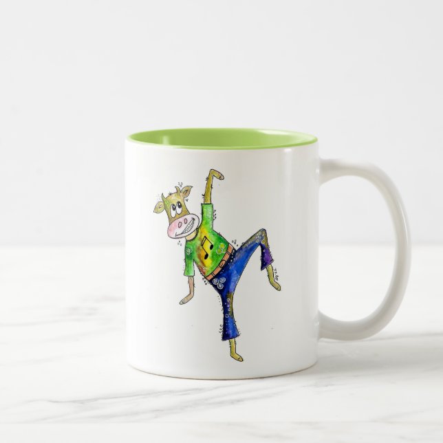 Tasse 2 Couleurs Jolie vache dansante Whimsical (Droit)