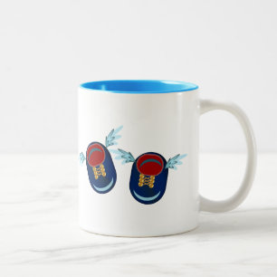 Tasse 2 Couleurs Jolies chaussures ailées en bleu et rouge