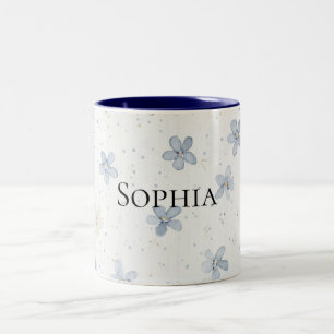 Tasse 2 Couleurs Jolies Fleurs Bleues