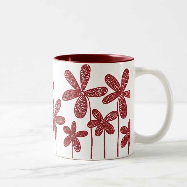 Tasse 2 Couleurs Jolies fleurs - Maroon (Droit)