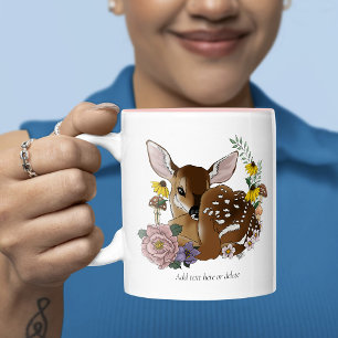 Tasse 2 Couleurs Jolies Fleurs Sauvages Faon Bleu Bébé Cerf Forêt
