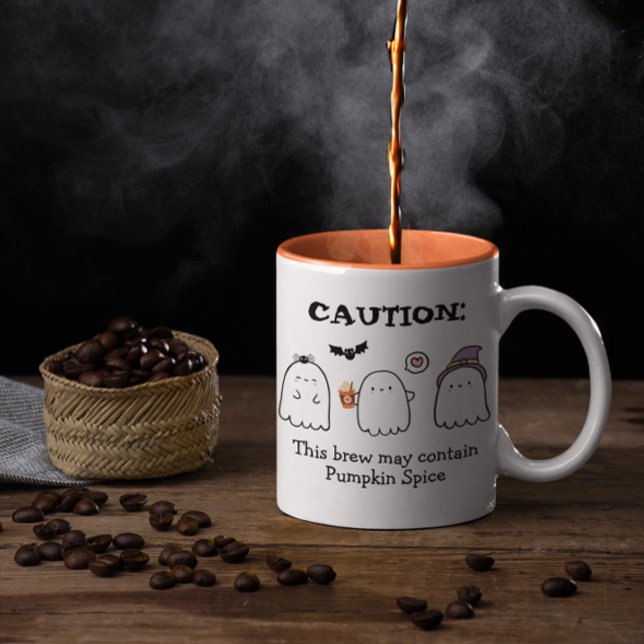 Tasse 2 Couleurs Jolis fantômes d'Halloween Épice de citrouille ara (Créateur téléchargé)