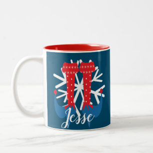 Tasse 2 Couleurs Jolis pieds de lutin Talon Flocon de neige Nom per