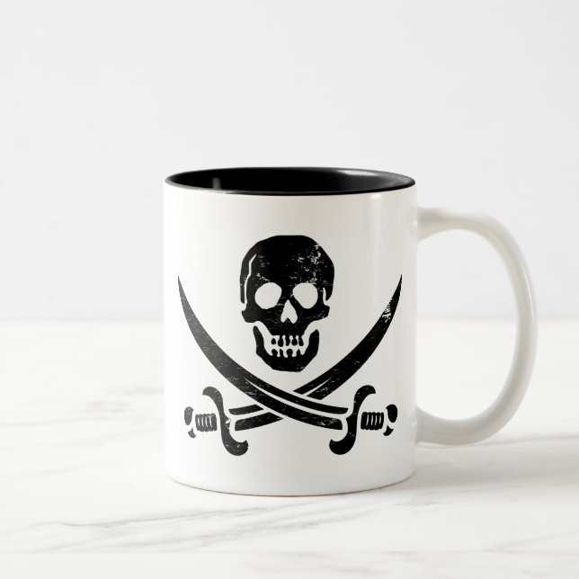 Tasse 2 Couleurs Jolly roger de drapeau de pirate de John Rackham (Droit)