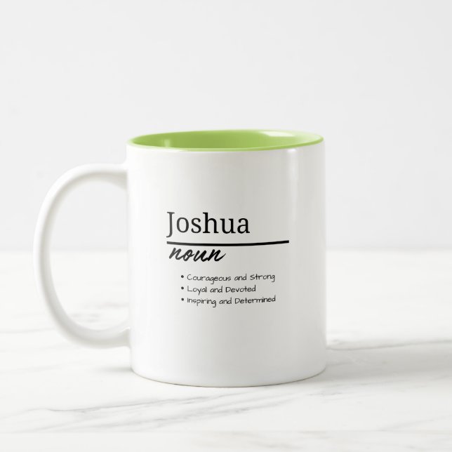 Tasse 2 Couleurs Joshua, Garçon Nom Personnalisé Définition (Gauche)