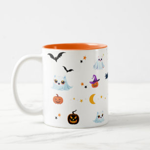 Tasse 2 Couleurs Jote Cat feuille fantôme Halloween citrouille fête