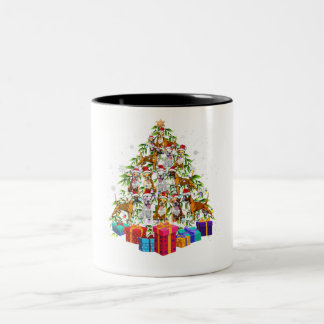Tasse 2 Couleurs Jote Noël Arbre Boxe Chien Famille Noël Cadeau