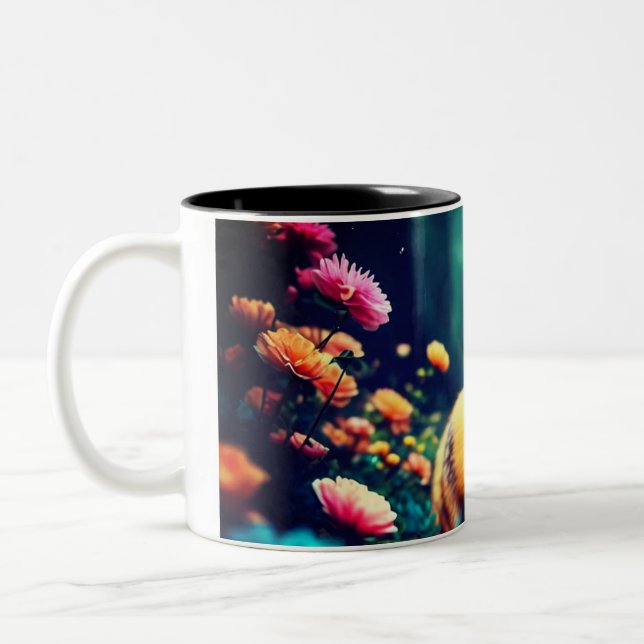 Tasse 2 Couleurs "Jouer Fox au milieu des fleurs" (Gauche)