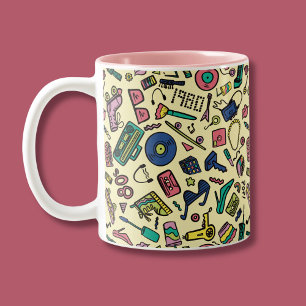 Tasse 2 Couleurs Joueur 1980s Doodle Art Motif