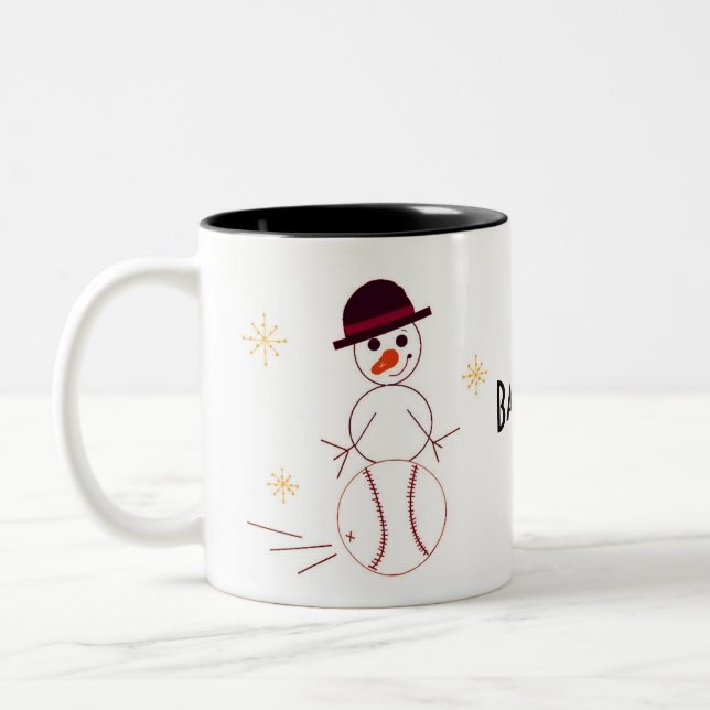 Tasse 2 Couleurs Joueur de baseball Snowman (Gauche)