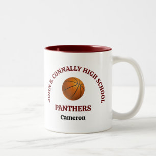 Tasse 2 Couleurs Joueur de basket-ball personnalisé au lycée Marron