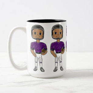 Tasse 2 Couleurs joueur de football vintage rétro violet noir simpl
