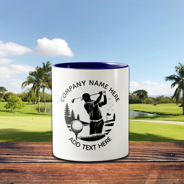 Tasse 2 Couleurs Joueur de golf Pins arbres Ajouter un nom  (Créateur téléchargé)