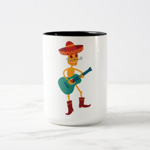 Tasse 2 Couleurs Joueur de guitare squelette festif
