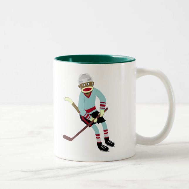 Tasse 2 Couleurs Joueur de hockey de singe de chaussette (Droit)