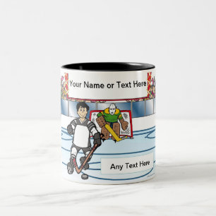 Tasse 2 Couleurs Joueur de hockey personnalisé - Dessin masculin