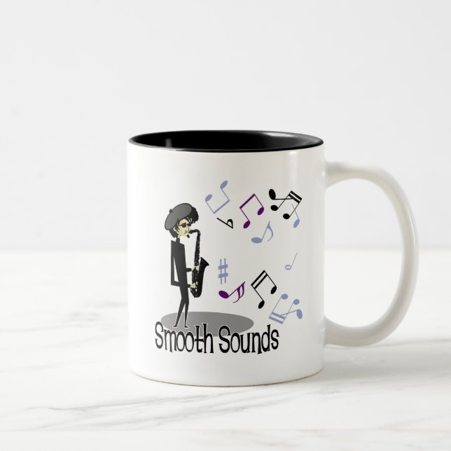 Tasse 2 Couleurs Joueur de saxophone beatnik de jazz (Droit)