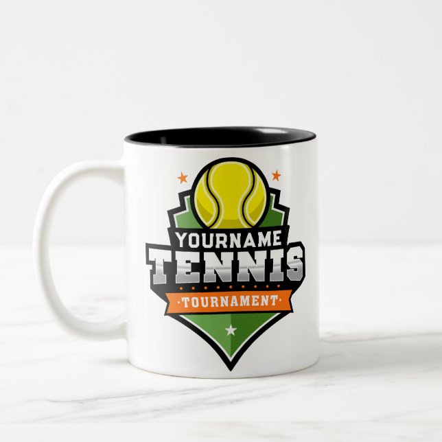 Tasse 2 Couleurs Joueur de tennis personnalisé NOM Tournoi universi (Gauche)