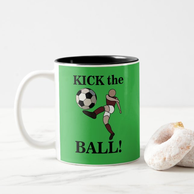 Tasse 2 Couleurs Joueur entraîneur sportif de football (Avec donut)