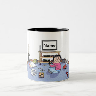 Tasse 2 Couleurs Joueur vidéo personnalisé - Dessin féminin