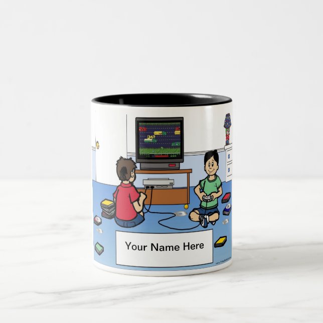 Tasse 2 Couleurs Joueur vidéo personnalisé - Dessin masculin (Centre)