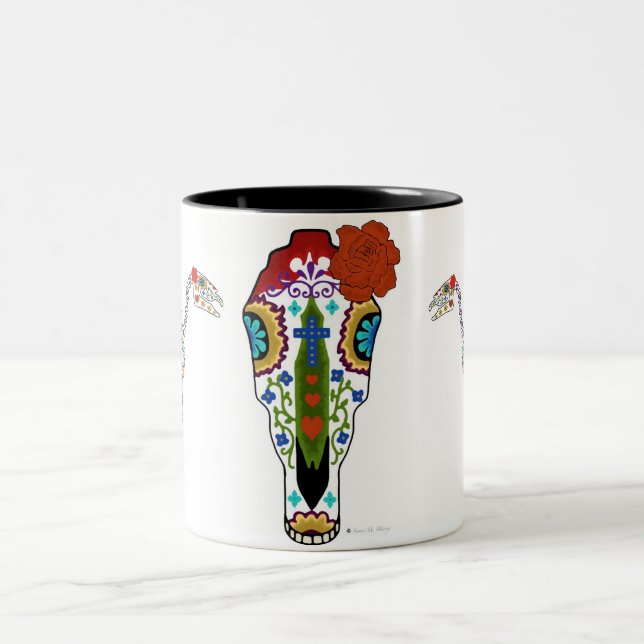 Tasse 2 Couleurs Jour de crâne de cheval des morts (Centre)