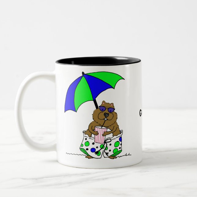 Tasse 2 Couleurs Jour de la marmotte | Parapluie plage (Gauche)