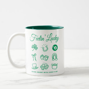 Tasse 2 Couleurs Jour de la Saint Patrick Cute Doodle Art Lucky Iri