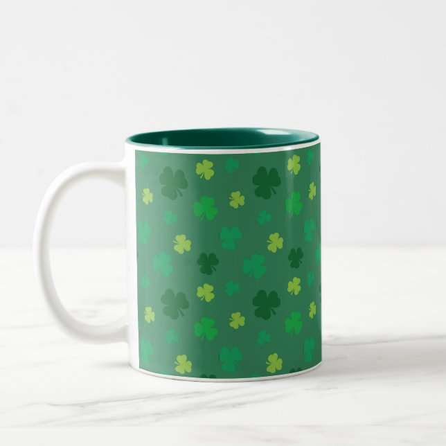 Tasse 2 Couleurs Jour de la Saint Patrick Motif Shamrock vert (Gauche)