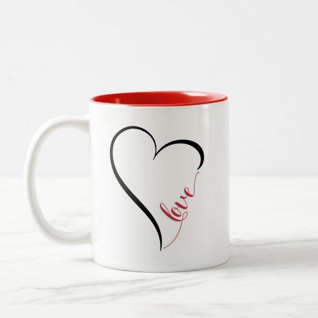 Tasse 2 Couleurs Jour de valentines mignonnes et simples (Gauche)