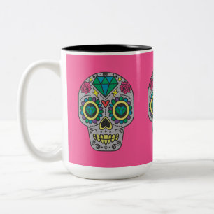 Tasse 2 Couleurs Jour des Roses morts et des crânes de cristal sur