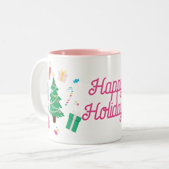 Tasse 2 Couleurs Jour férié de Noël de Preppy (Devant gauche)