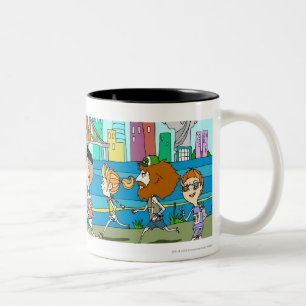 Tasse 2 Couleurs Journalistes de TV avec des microphones à la