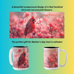 Tasse 2 Couleurs Journée de la mère des oiseaux du cardinal rouge