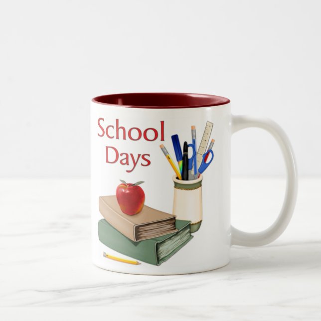 Tasse 2 Couleurs Jours d'école encore vie (Droit)