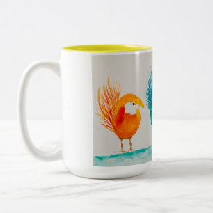 Tasse 2 Couleurs Joyce's Whimsical Birds ! Musique avec aquarelle