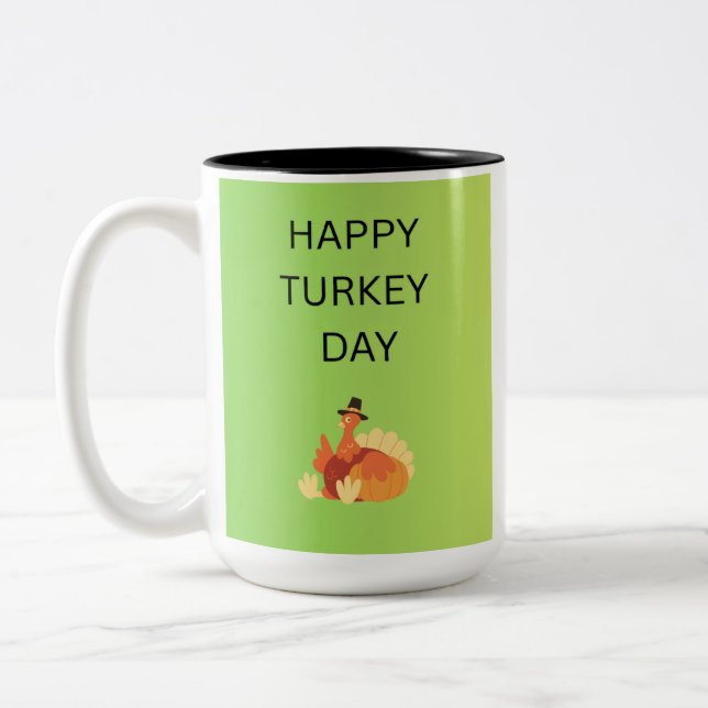 Tasse 2 Couleurs Joyeuse fête de la dinde (Gauche)