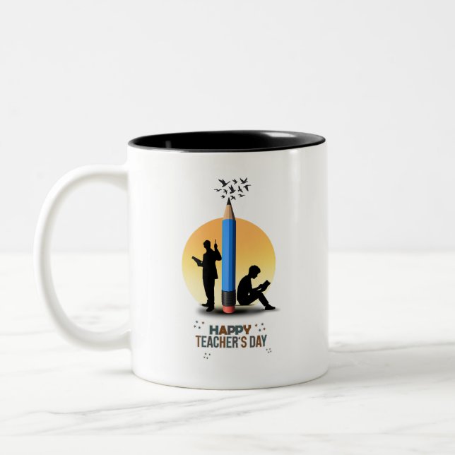Tasse 2 Couleurs Joyeuse Fête des Enseignants Graphique  (Gauche)