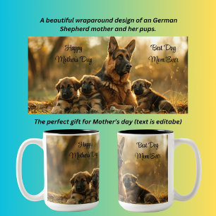 Tasse 2 Couleurs Joyeuse fête des mères Chien berger allemand